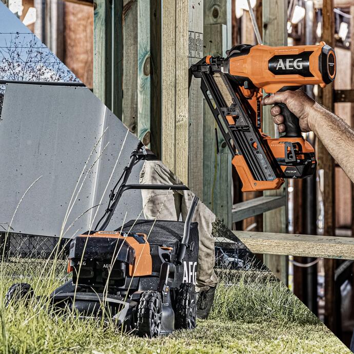 AEG Lawn Mower and Framing Nailer